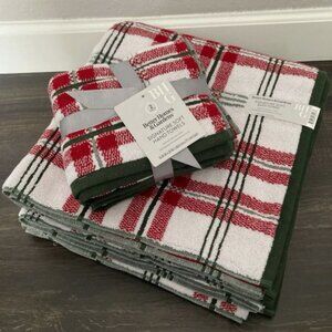 Better Homes & Gardens Signature Soft Holiday Red & Green 2 Hand & 2 Bath Towels